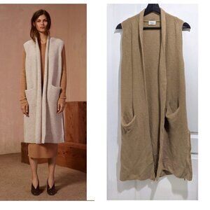 Aritzia Wilfred | Olivie long, merino-wool cardigan vest in Camel